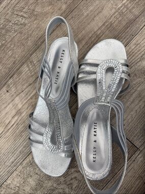 Kelly & Katie Silver Rhinestone Slingback Sandals